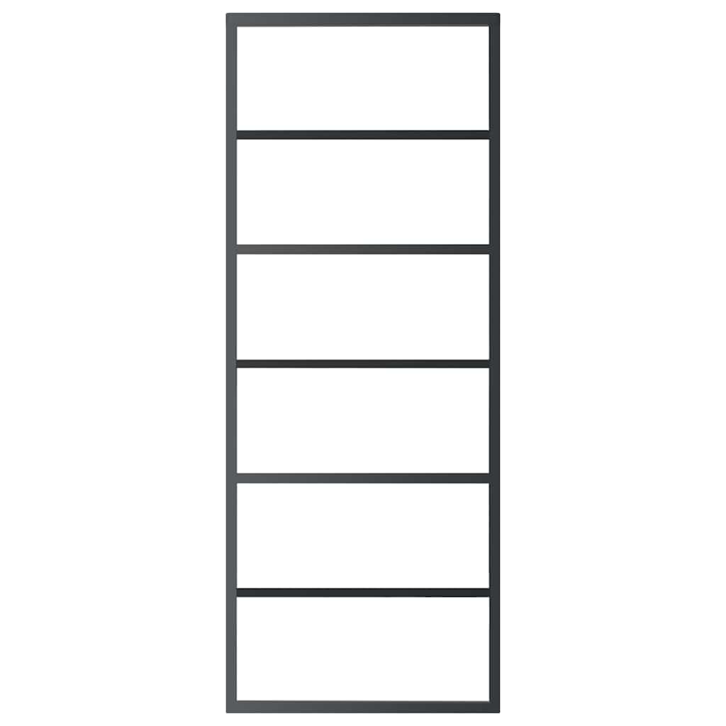 Ușă glisantă, negru, 76x205 cm, sticlă ESG și aluminiu