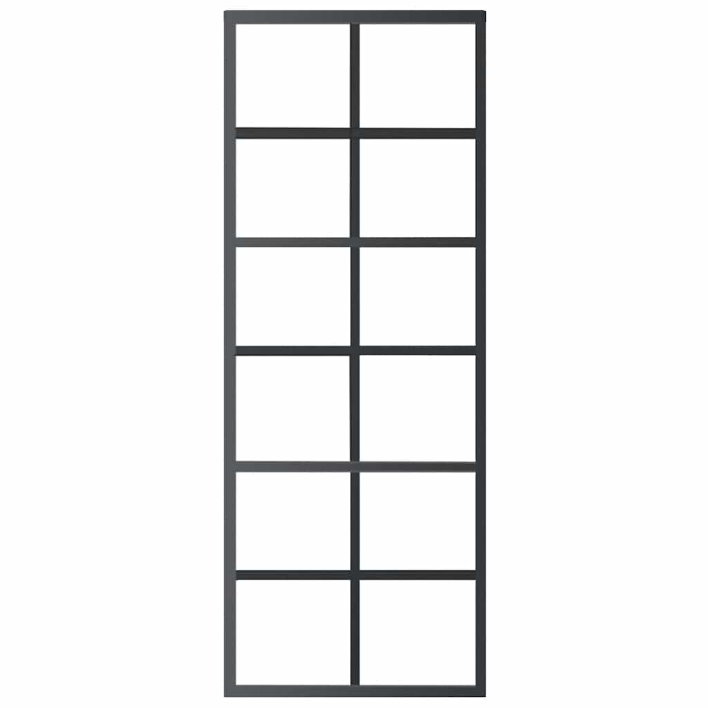 Ușă glisantă, negru, 76x205 cm, sticlă ESG și aluminiu