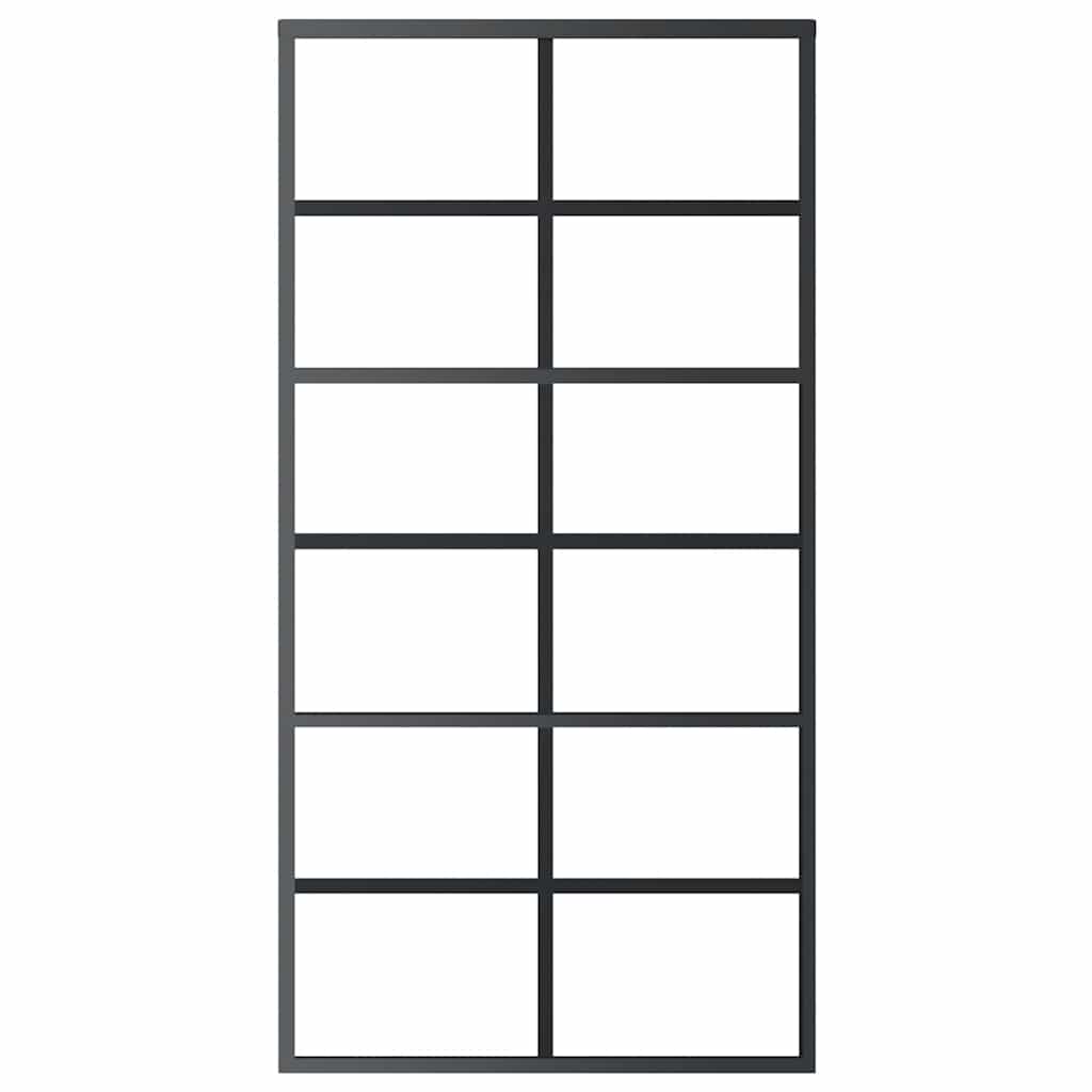 Ușă glisantă, negru, 102x205 cm, sticlă ESG și aluminiu