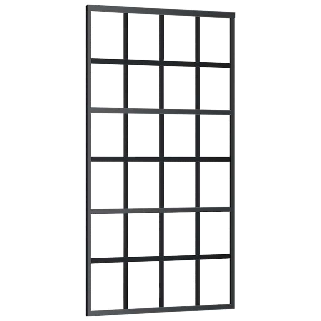 Ușă glisantă, negru, 102x205 cm, sticlă ESG și aluminiu