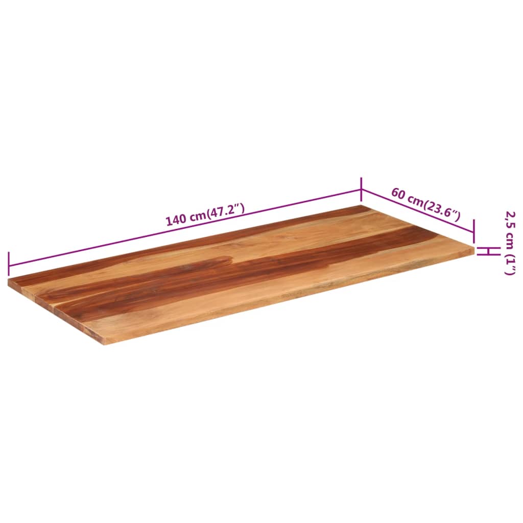 Blat de masă, 140x60x(2,5-2,7) cm, lemn masiv acacia