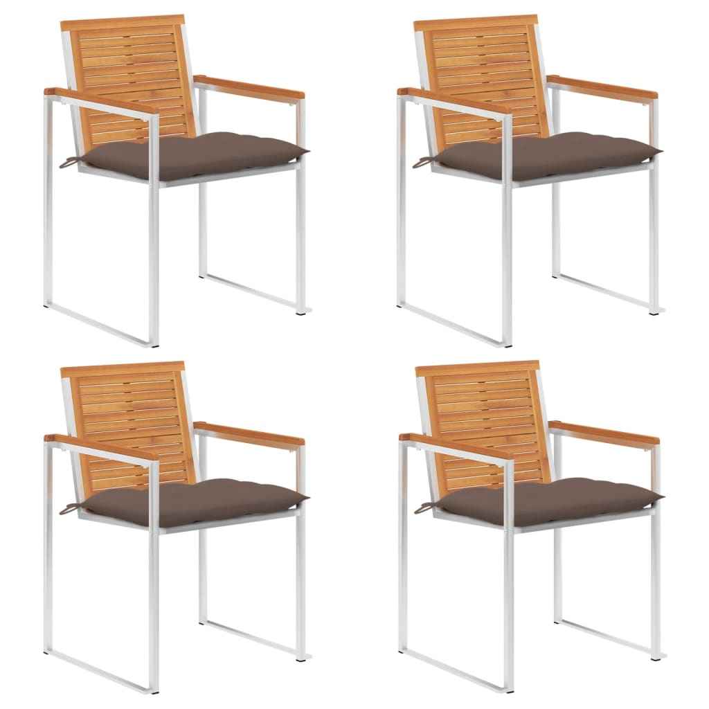 Scaune de grădină cu perne, 4 buc., lemn masiv de acacia