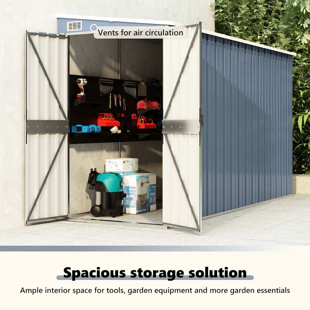 Șopron grădină/montaj perete gri 118x288x178 cm oțel galvanizat