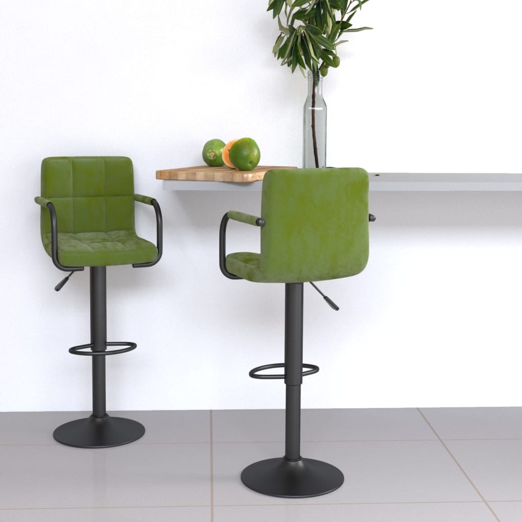 Scaune de bar, 2 buc., verde deschis, catifea