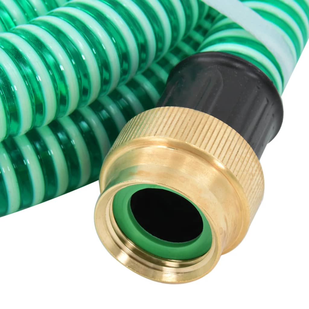 Furtun de aspirație cu racorduri din alamă, verde 1,1" 15 m PVC