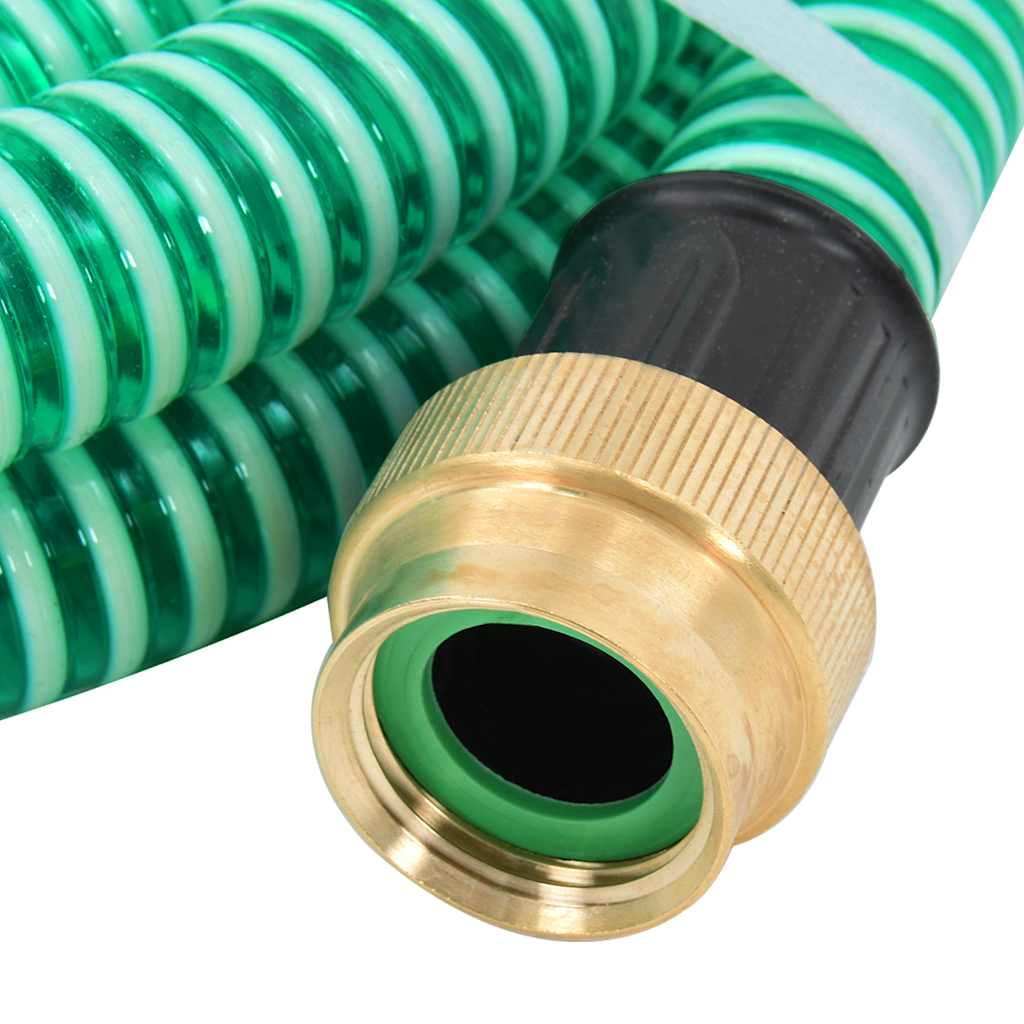 Furtun de aspirație cu racorduri din alamă, verde 1,1" 25 m PVC