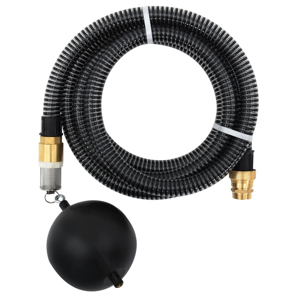 Furtun de aspirație cu racorduri din alamă, negru 1,1" 15 m PVC