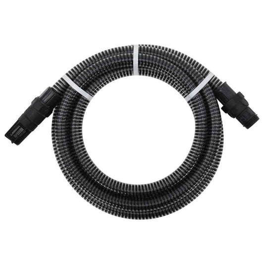 Furtun de aspirație cu racorduri din PVC, negru 1" 7 m, PVC
