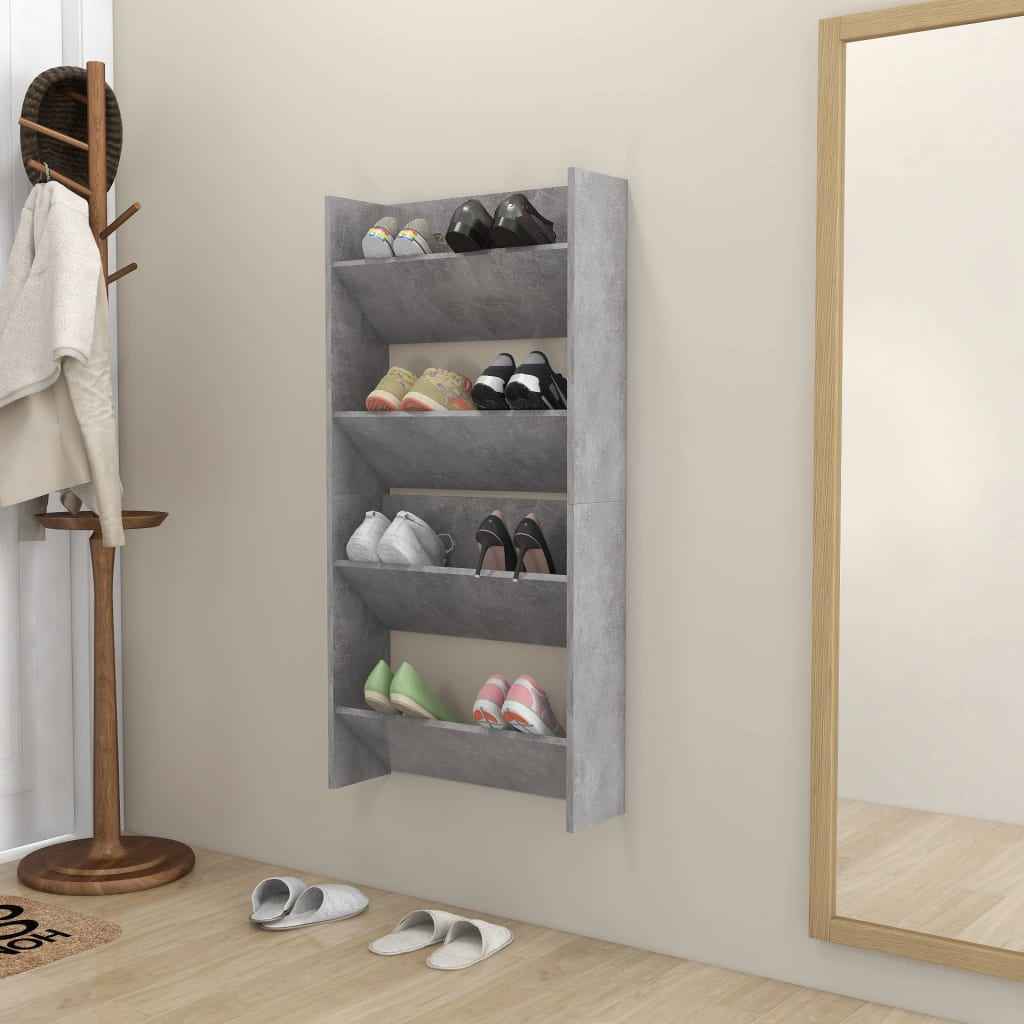 Pantofare de perete, 2 buc., gri beton, 60x18x60 cm, PAL