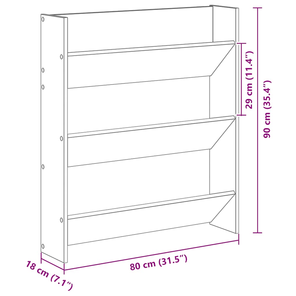 Pantofar de perete, gri beton, 80x18x90 cm, PAL
