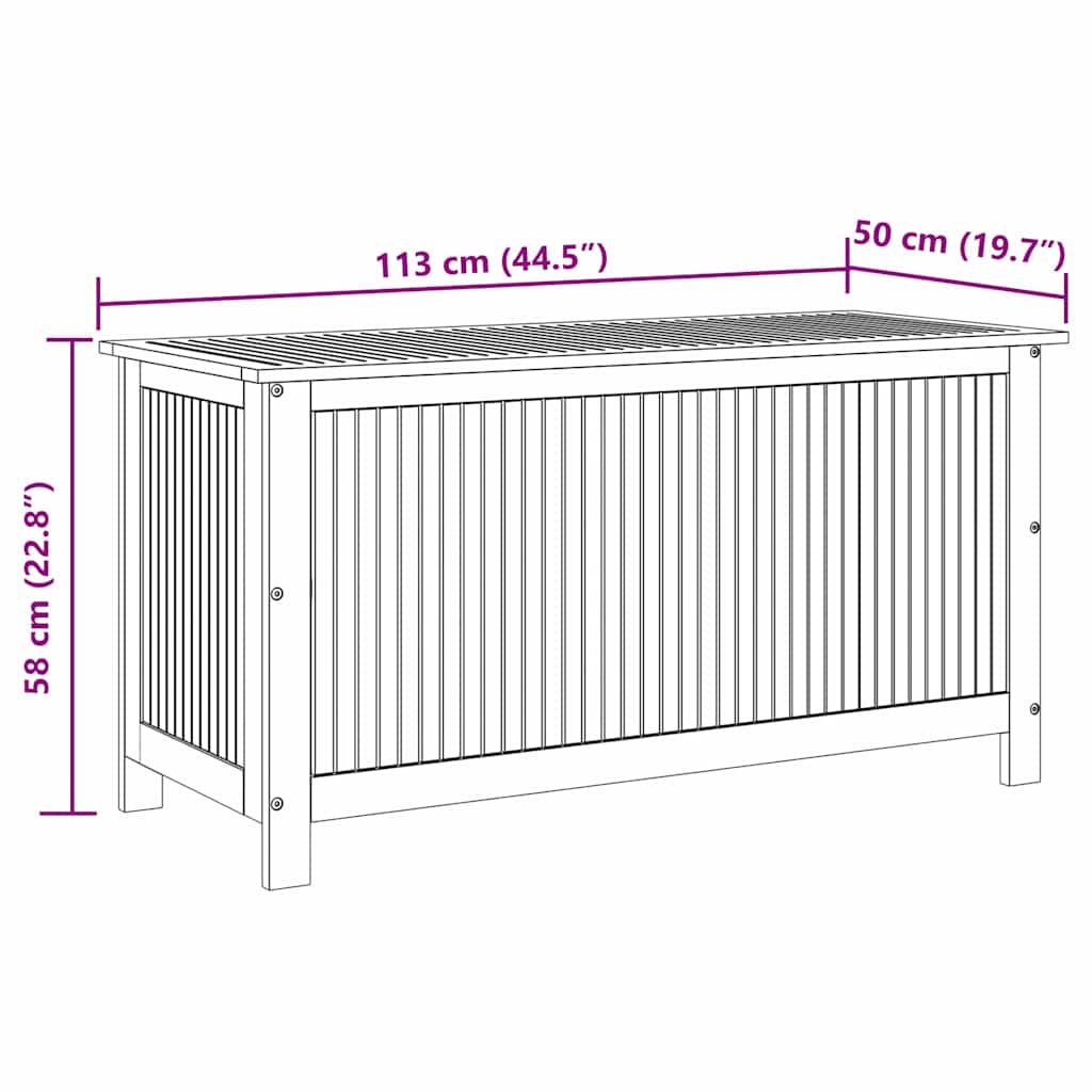 Ladă de depozitare grădină, 113x50x58 cm, lemn masiv de acacia