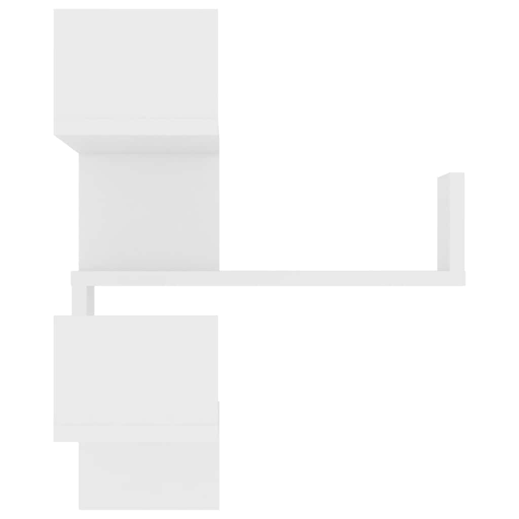 Rafturi de perete pe colț, 2 buc., alb, 40x40x50 cm PAL