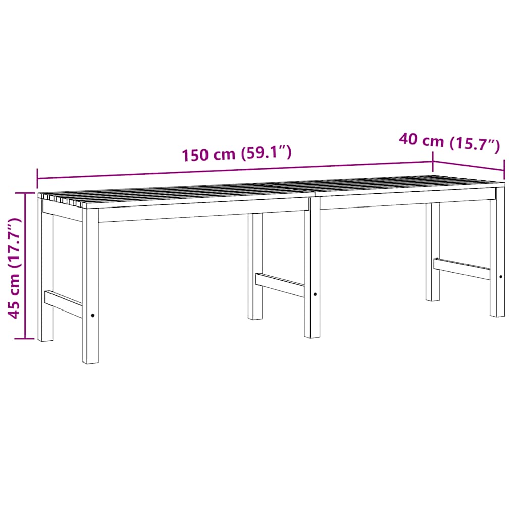Bancă de grădină, 150 cm, lemn masiv de tec
