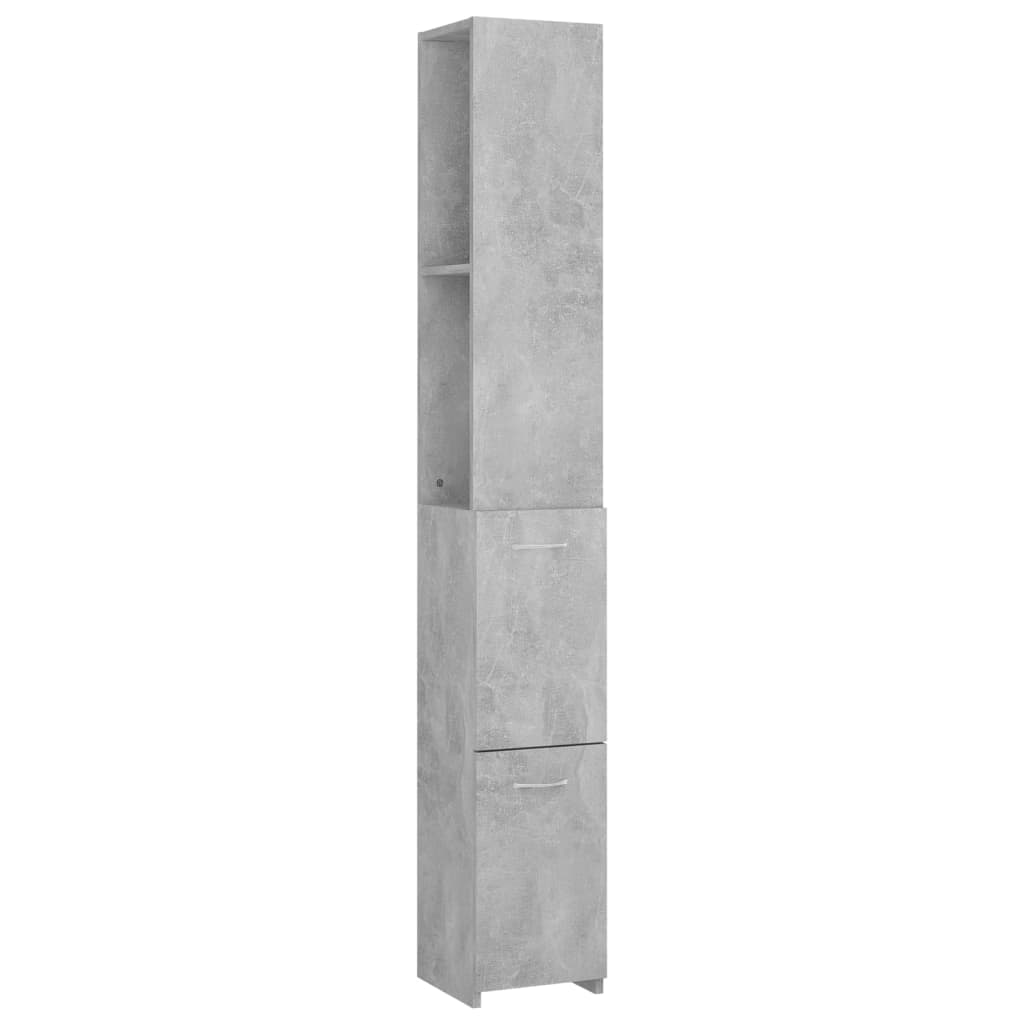 Dulap de baie, gri beton, 25x26,5x170 cm, lemn prelucrat