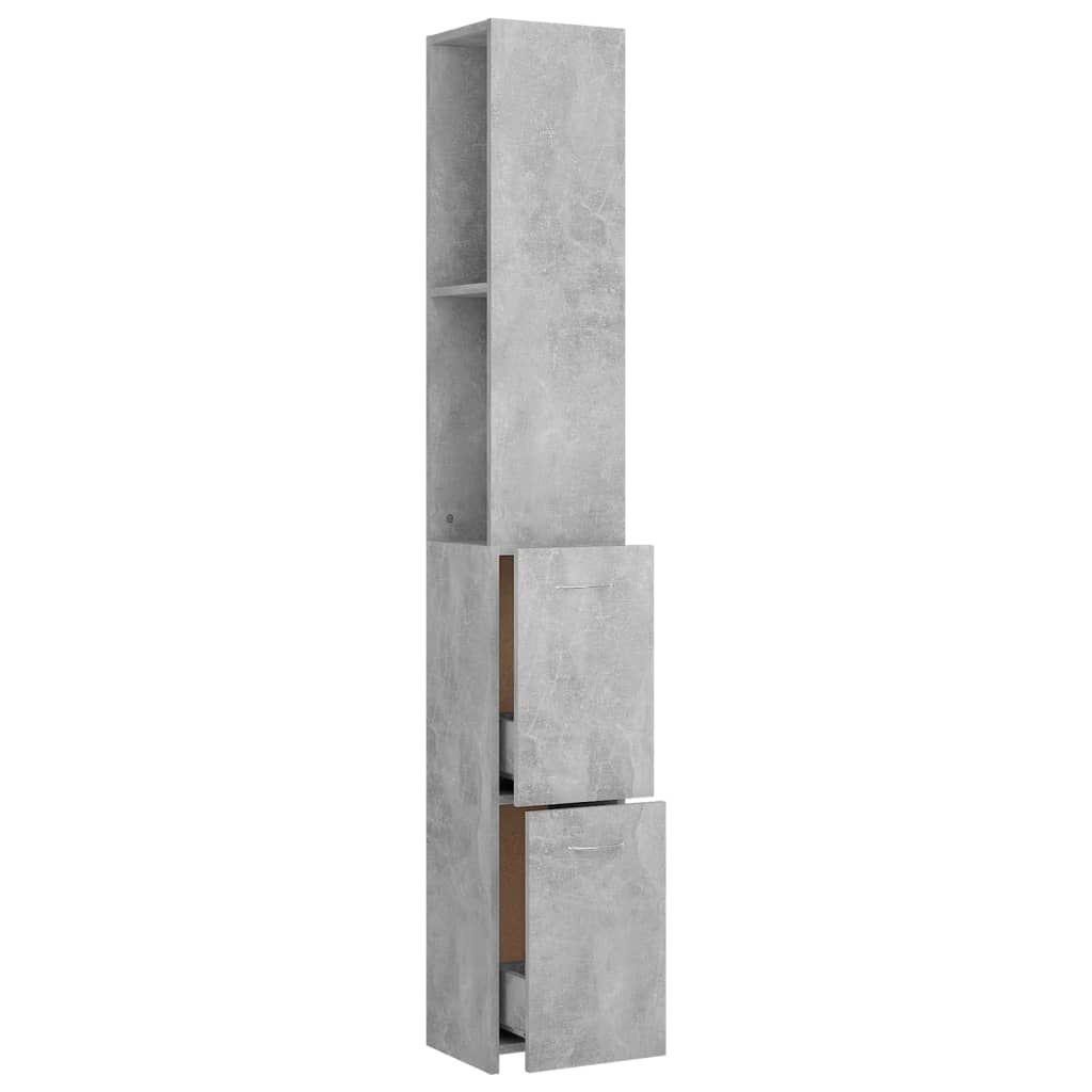 Dulap de baie, gri beton, 25x26,5x170 cm, lemn prelucrat