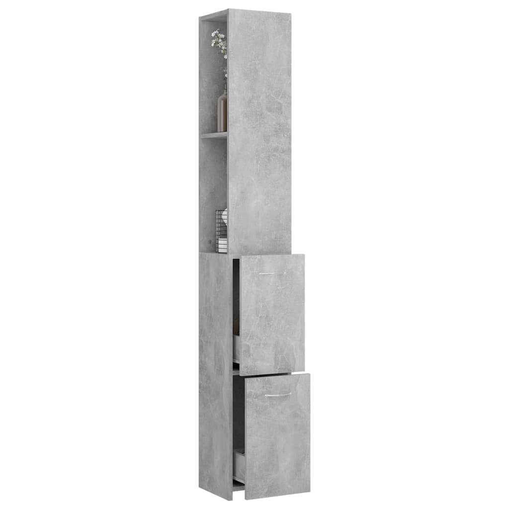 Dulap de baie, gri beton, 25x26,5x170 cm, lemn prelucrat
