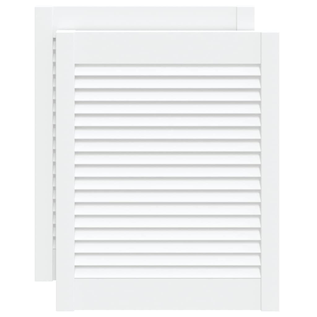 Uși dulap design lambriu 2 buc. alb 61,5x49,4 cm lemn masiv pin