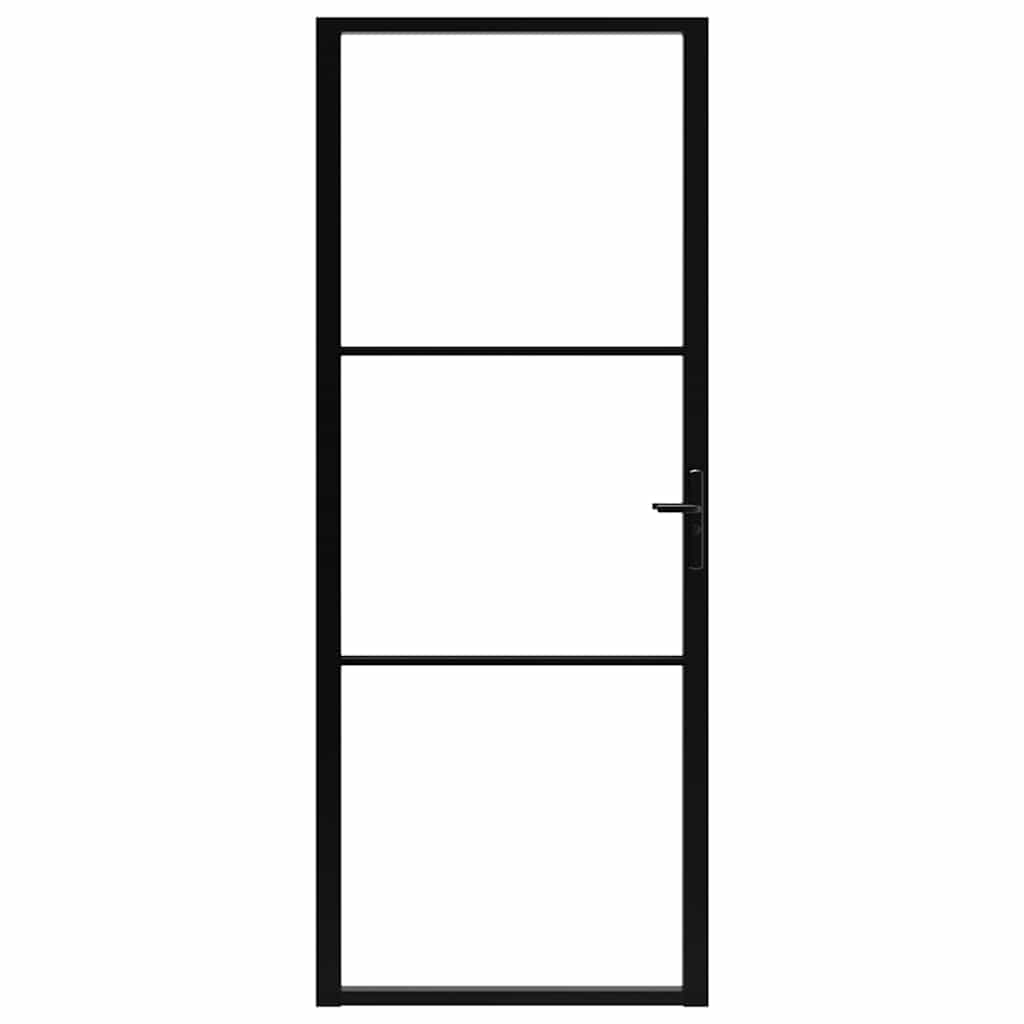 Ușă de interior, negru, 83x201,5 cm, sticlă ESG și aluminiu