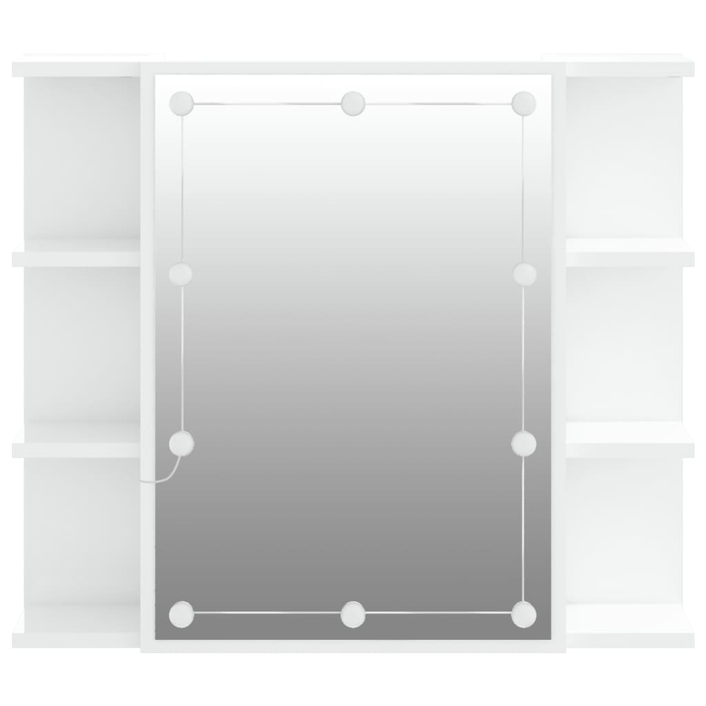 Dulap cu oglindă și LED, alb extralucios, 70x16,5x60 cm