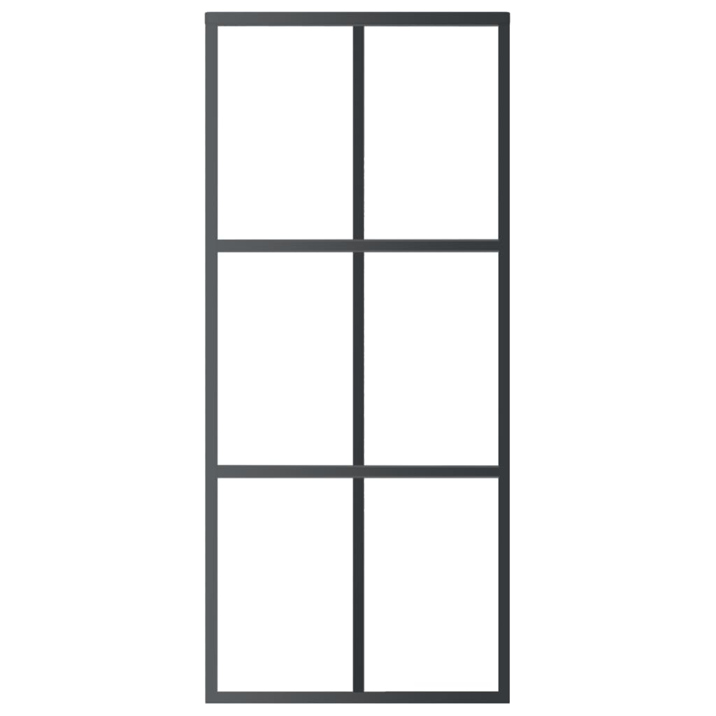 Ușă glisantă cu set feronerie, 90x205 cm, sticlă ESG/aluminiu