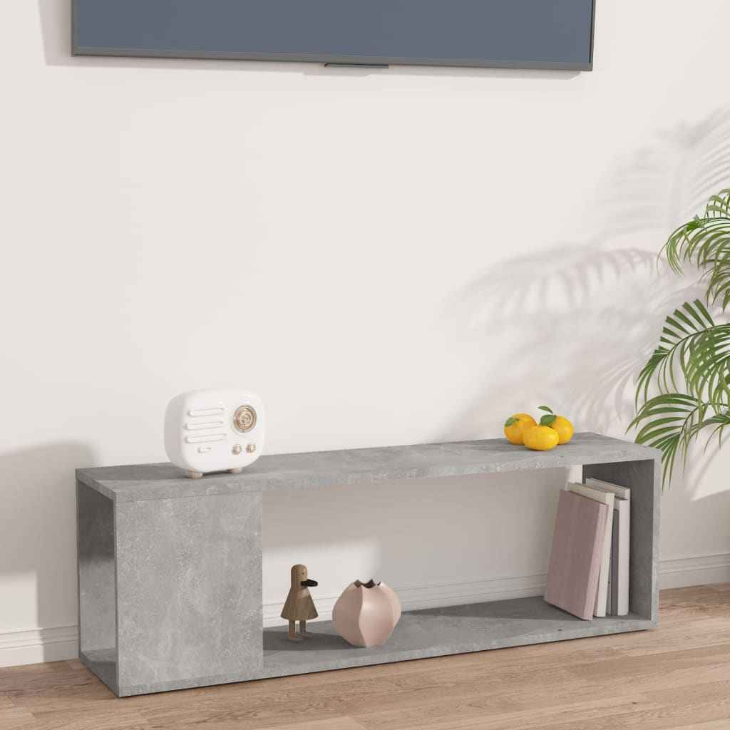 Comodă TV, gri beton, 100x24x32 cm, lemn prelucrat