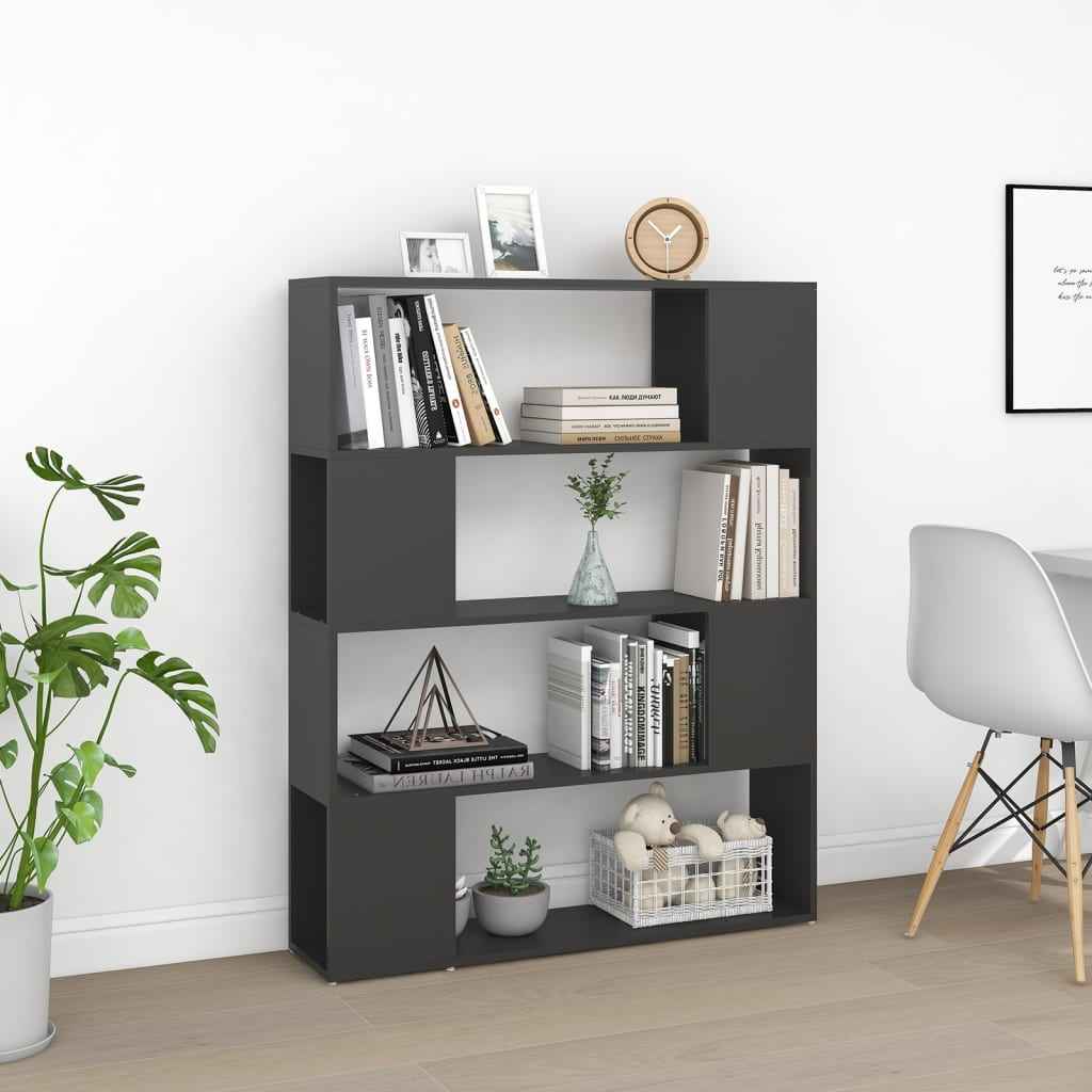 Bibliotecă/Separator cameră, gri, 100x24x124 cm