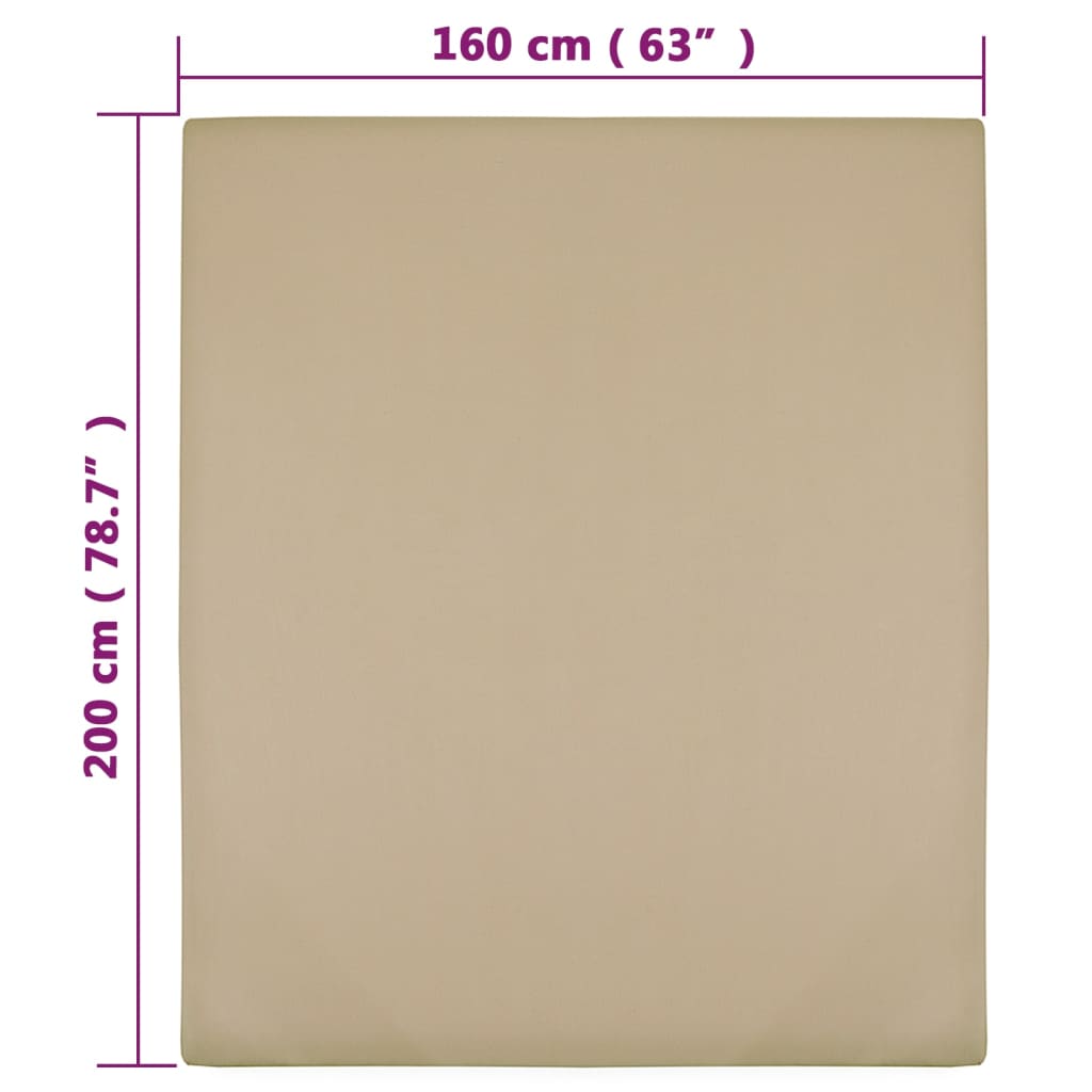 Cearșaf de pat cu elastic, 2 buc, gri taupe, 160x200 cm bumbac