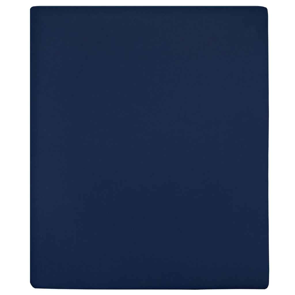 Cearșaf de pat cu elastic, 2 buc, bleumarin, 180x200 cm, bumbac