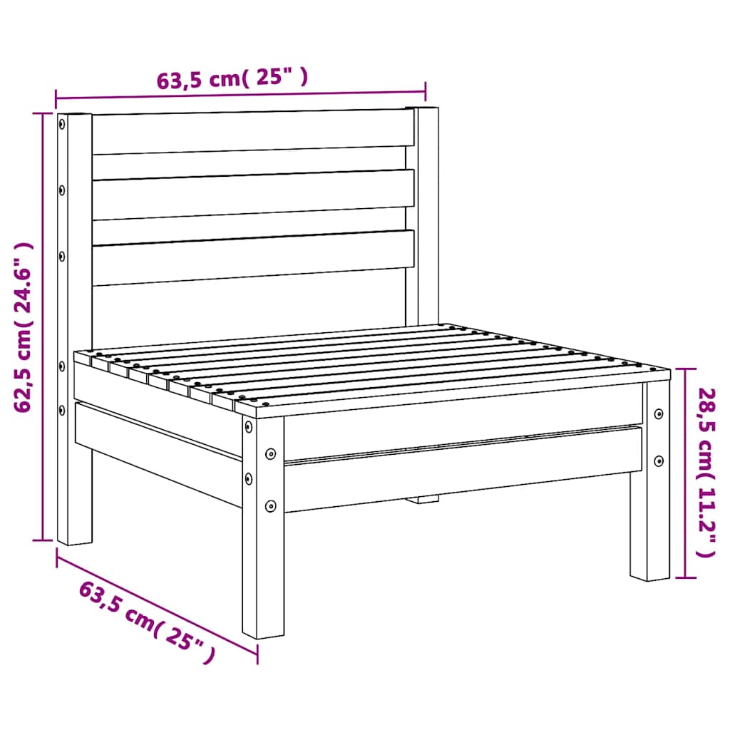 Canapele de mijloc pentru grădină, 2 buc., gri, lemn masiv pin