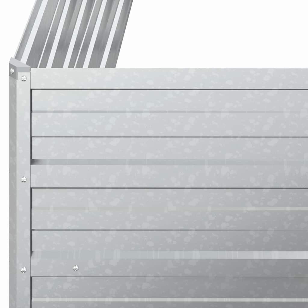 Strat înălțat de grădină argintiu 100x100x45cm oțel galvanizat