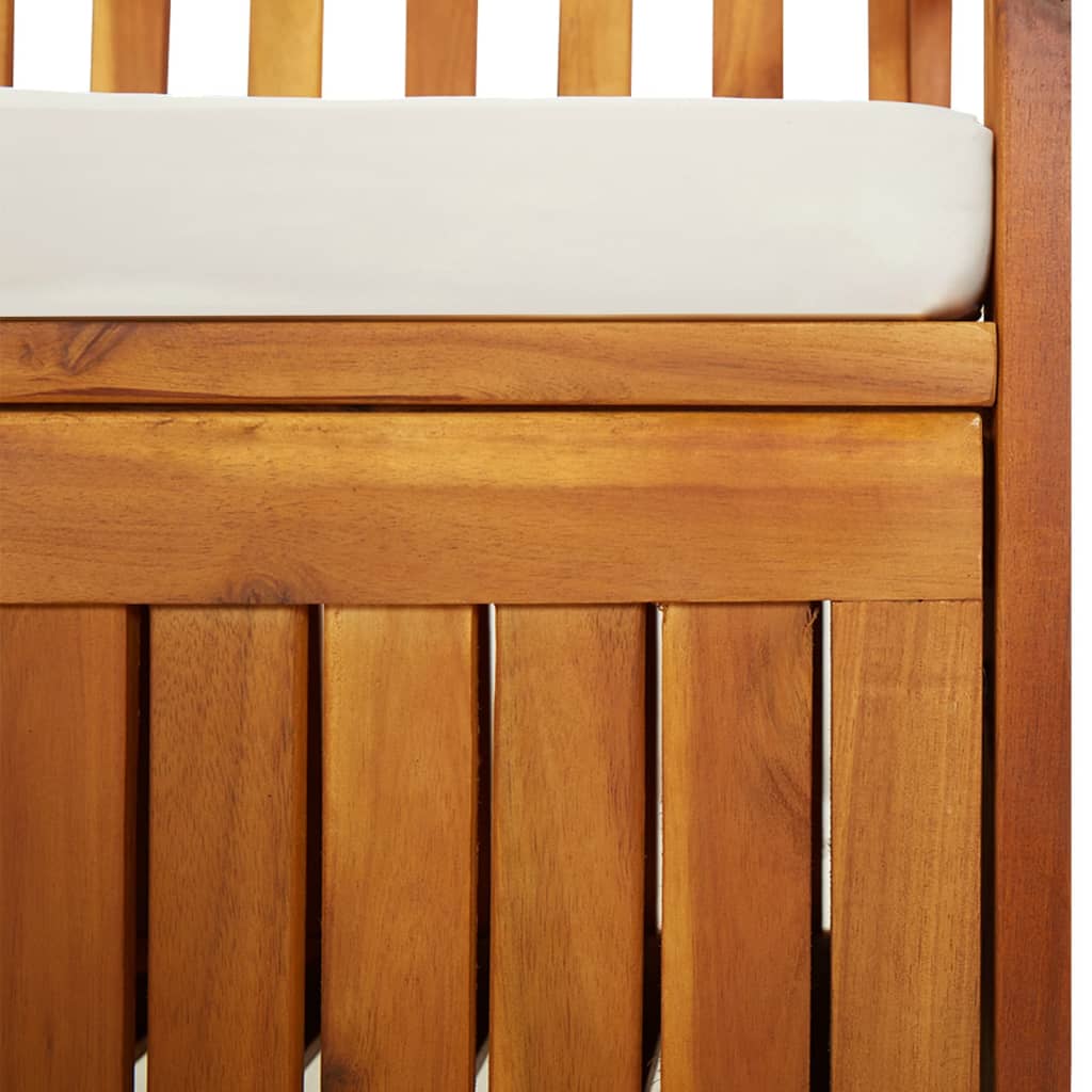 Bancă de depozitare cu pernă, 148 cm, lemn masiv de acacia