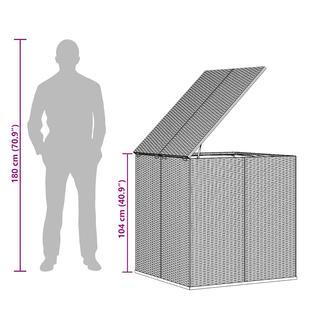 Ladă grădină pentru perne, negru, 100x97,5x104 cm, ratan PE