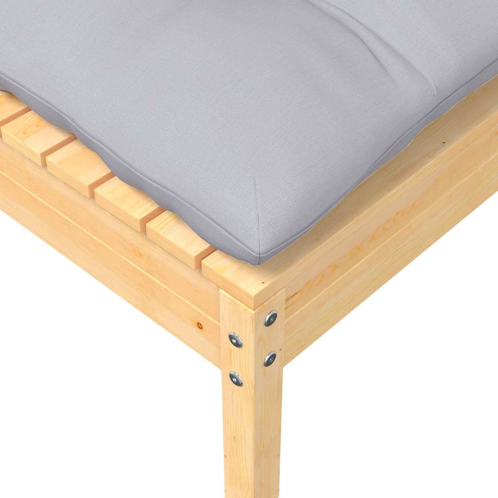 Canapea de grădină cu 2 locuri, cu perne gri, lemn masiv pin