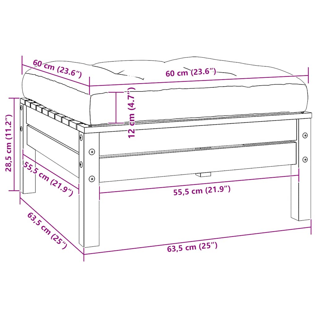 Canapea de grădină cu 2 locuri, cu perne gri, lemn masiv pin