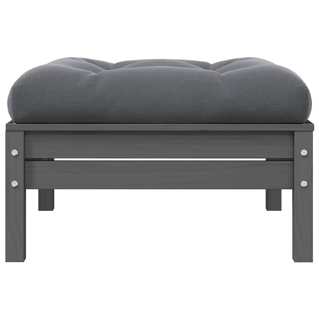 Canapea de grădină cu 2 locuri, cu perne, gri, lemn masiv pin