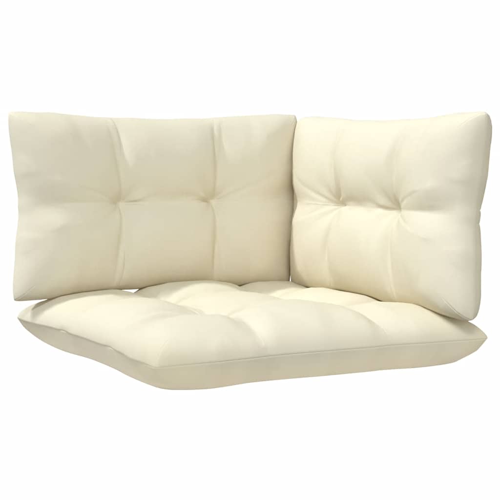 Set mobilier grădină cu perne crem, 3 piese, lemn masiv de pin