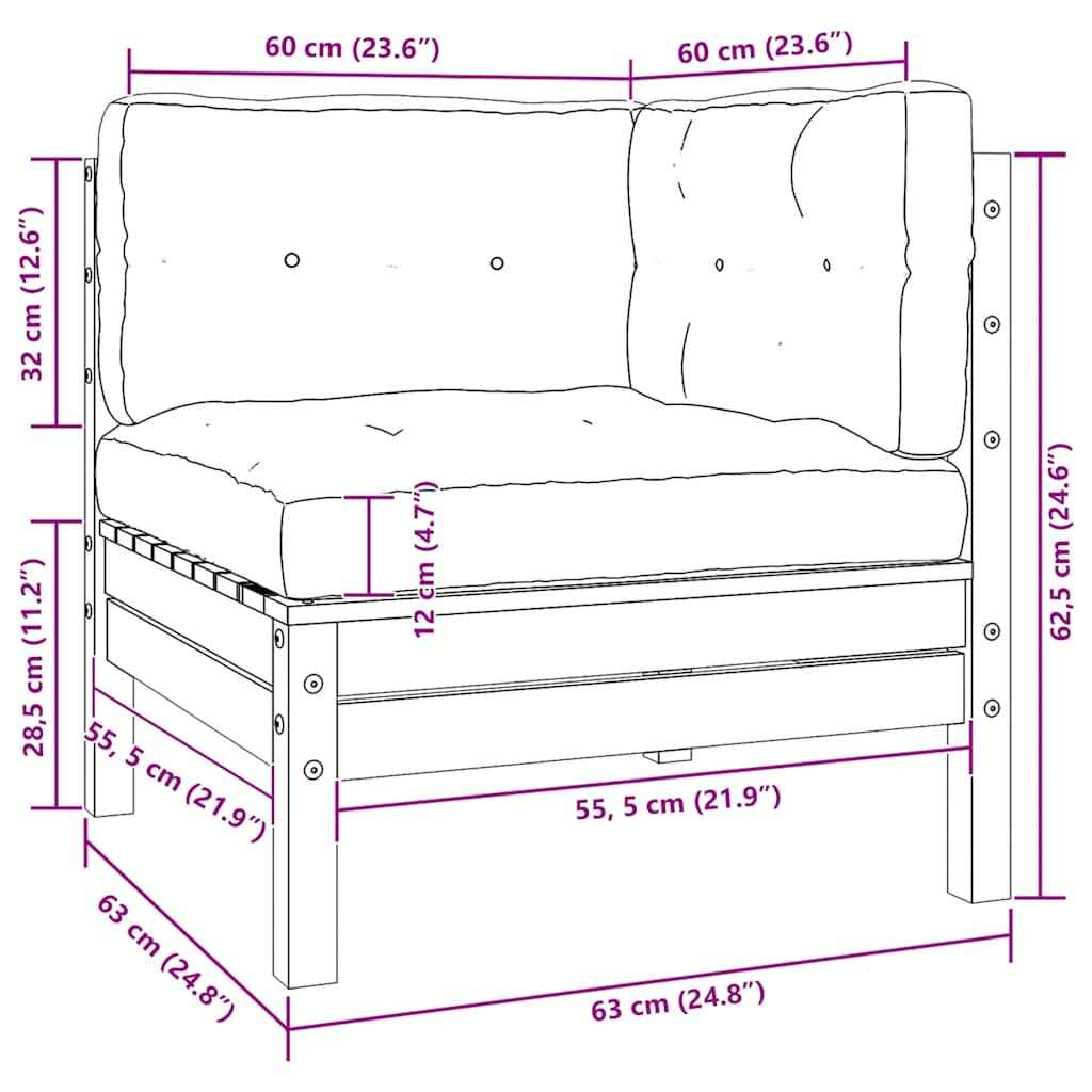 Set mobilier grădină cu perne crem, 3 piese, lemn masiv de pin