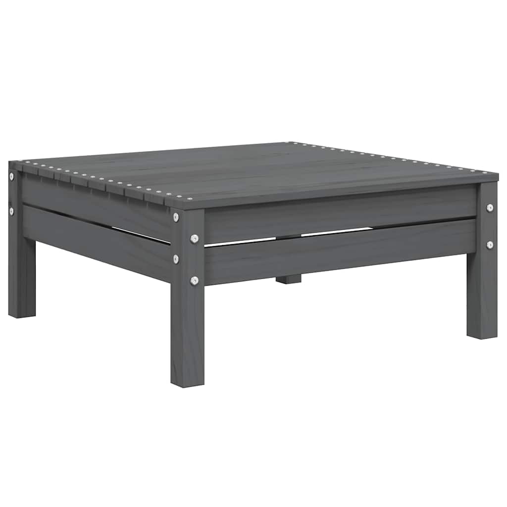 Set mobilier de grădină cu perne, 3 piese, gri, lemn masiv pin