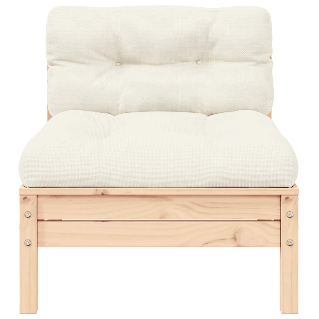 Set mobilier grădină cu perne crem, 3 piese, lemn masiv de pin