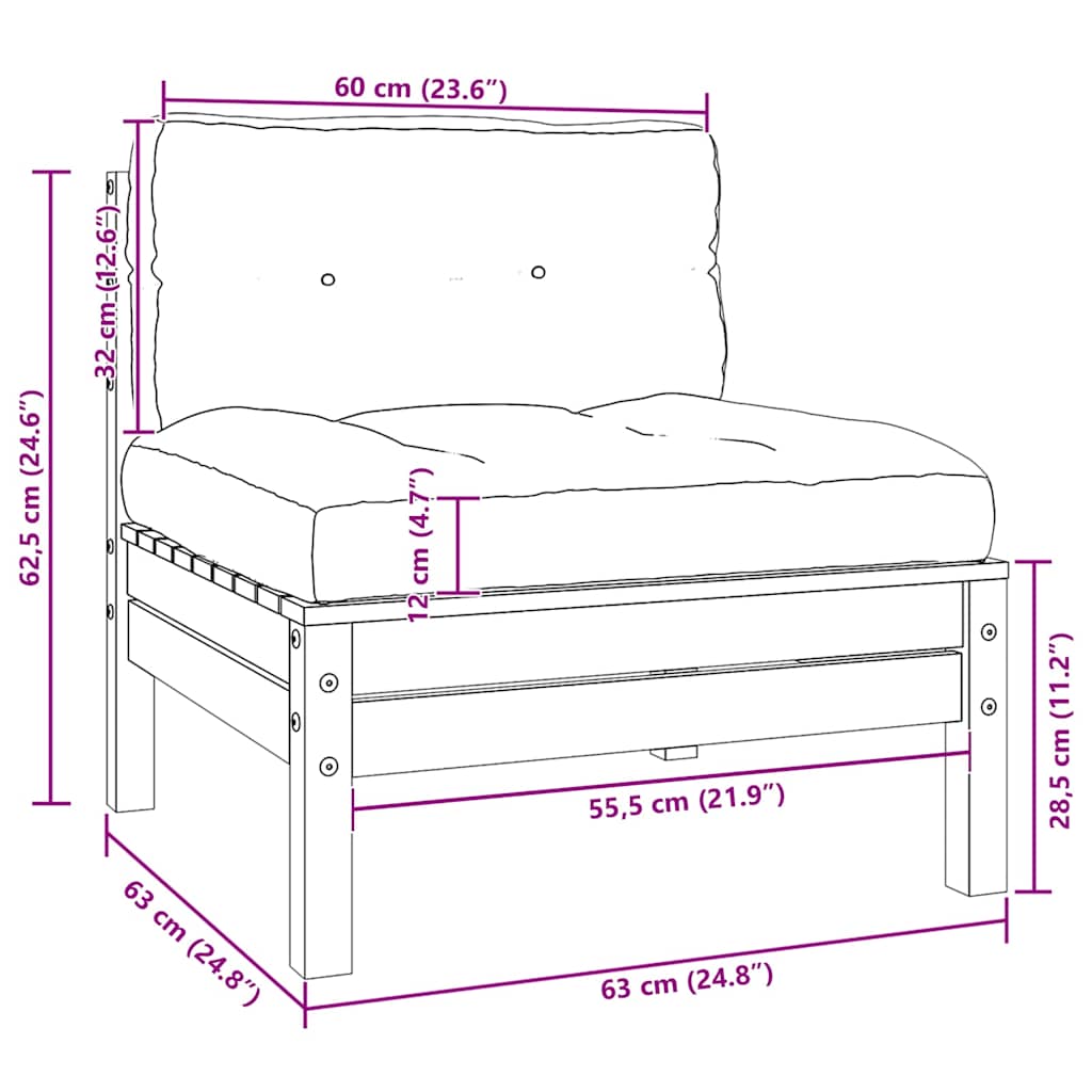 Set mobilier grădină cu perne crem, 3 piese, lemn masiv de pin