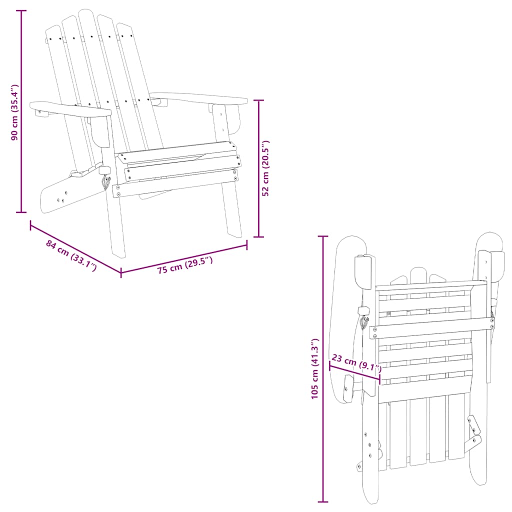 Scaun de grădină Adirondack, lemn masiv de acacia