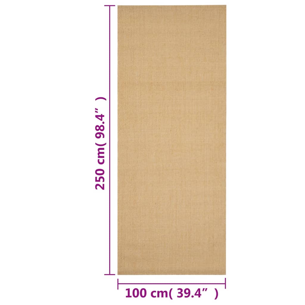 Covor din sisal, natural, 100x250 cm