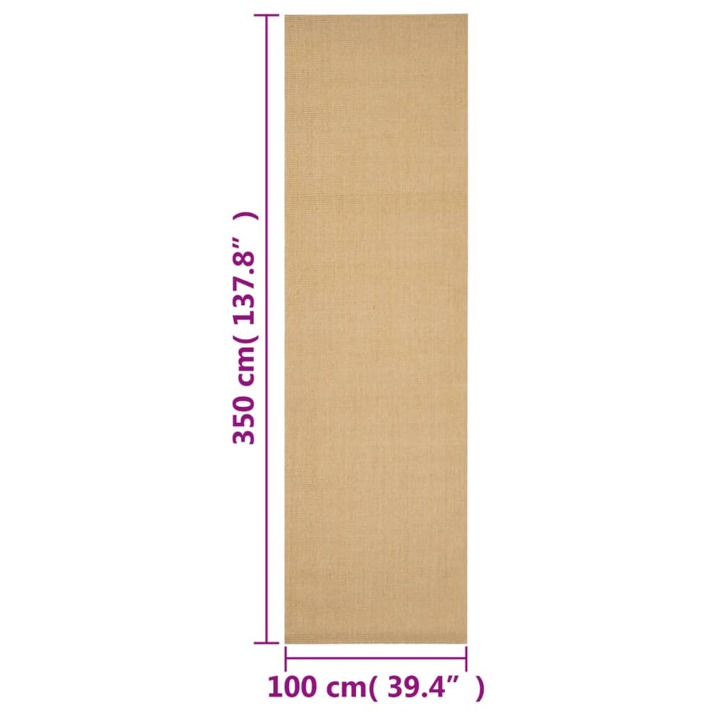 Covor din sisal, natural, 100x350 cm