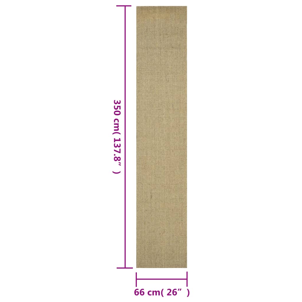 Covor din sisal natural, verde, 66x350 cm