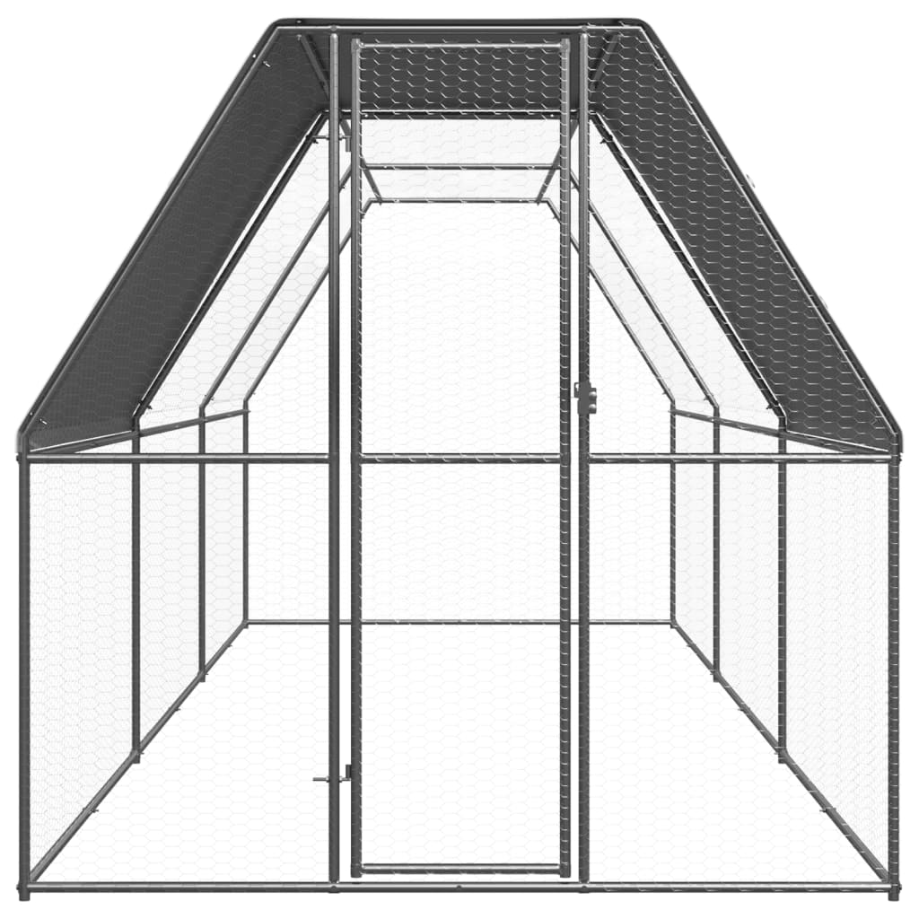 Coteț de exterior pentru păsări, 2x6x2 m, oțel zincat