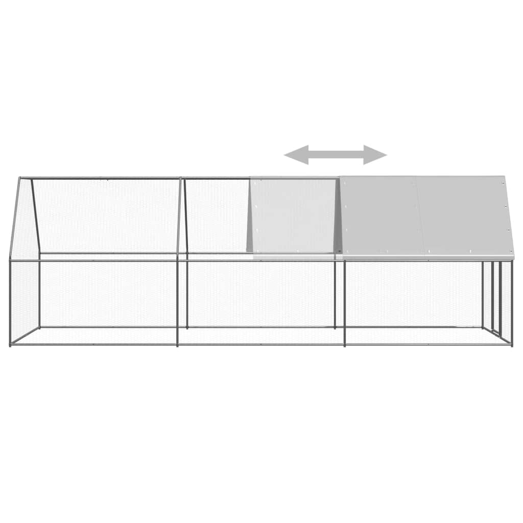 Coteț de exterior pentru păsări, 2x6x2 m, oțel zincat