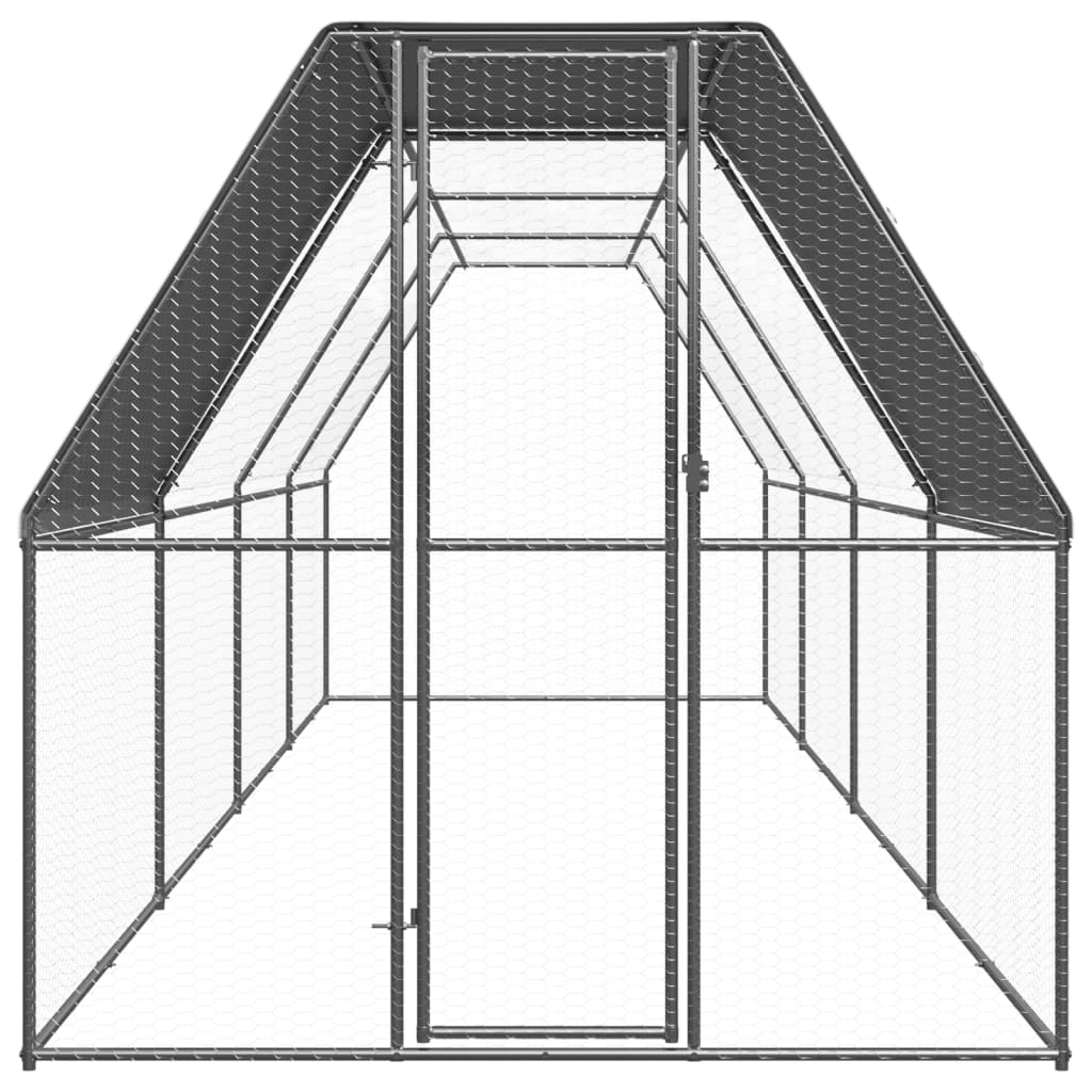 Coteț de exterior pentru păsări, 2x8x2 m, oțel zincat