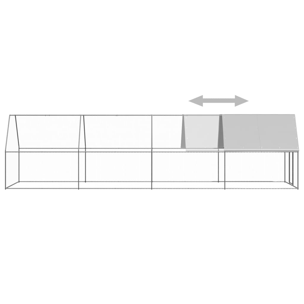 Coteț de exterior pentru păsări, 2x8x2 m, oțel zincat