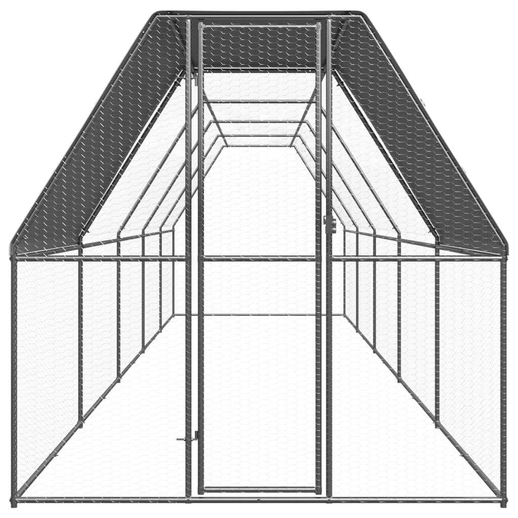 Coteț de exterior pentru păsări, 2x10x2 m, oțel zincat