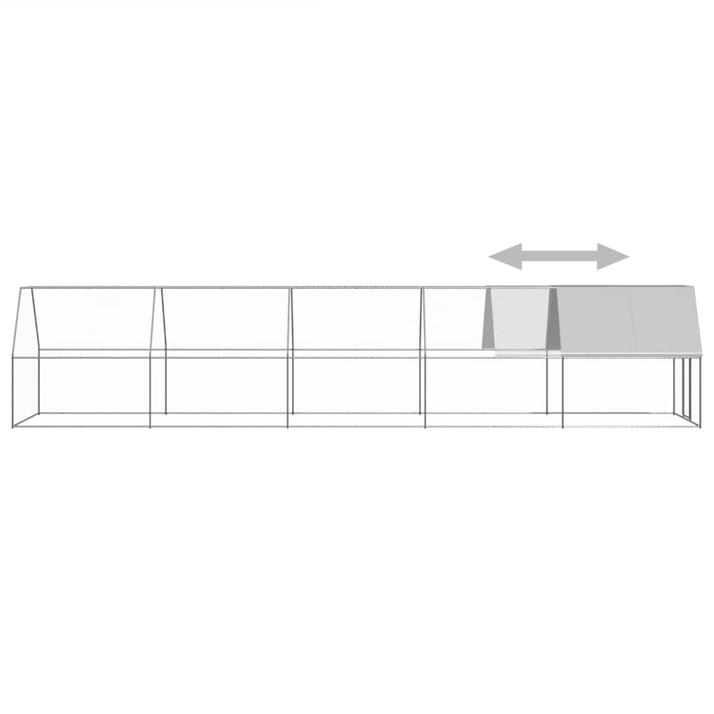 Coteț de exterior pentru păsări, 2x10x2 m, oțel zincat